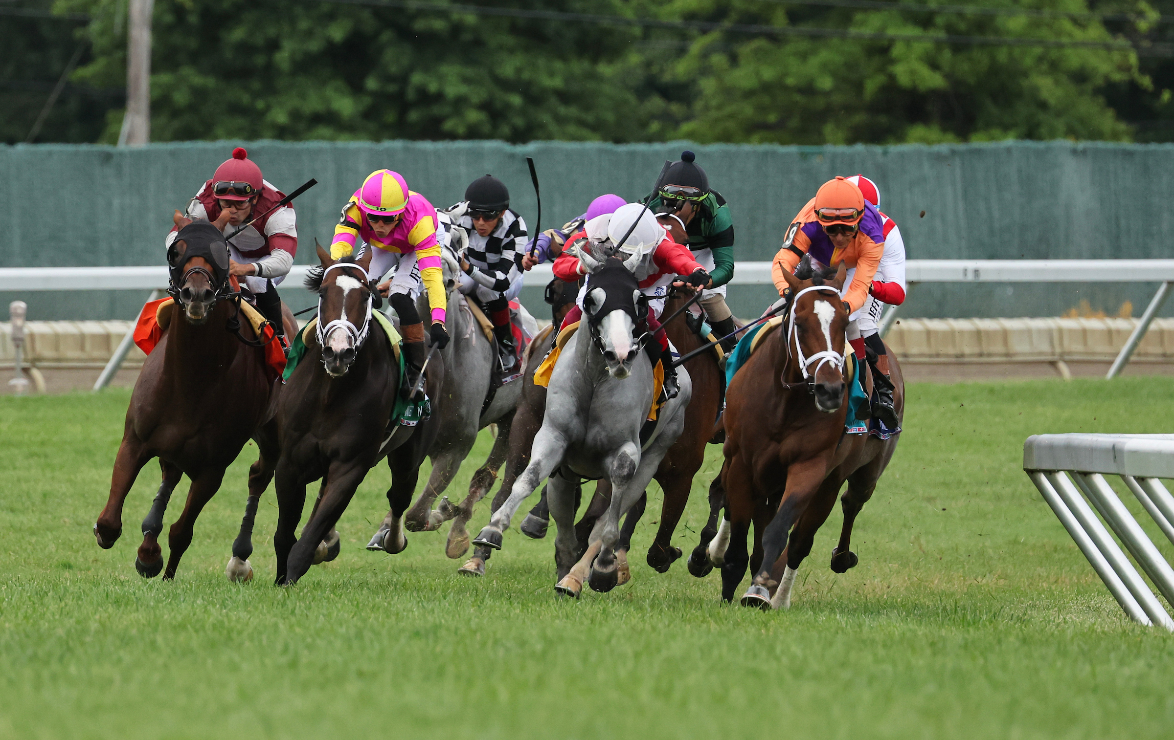 Jockeys jockeying for position.