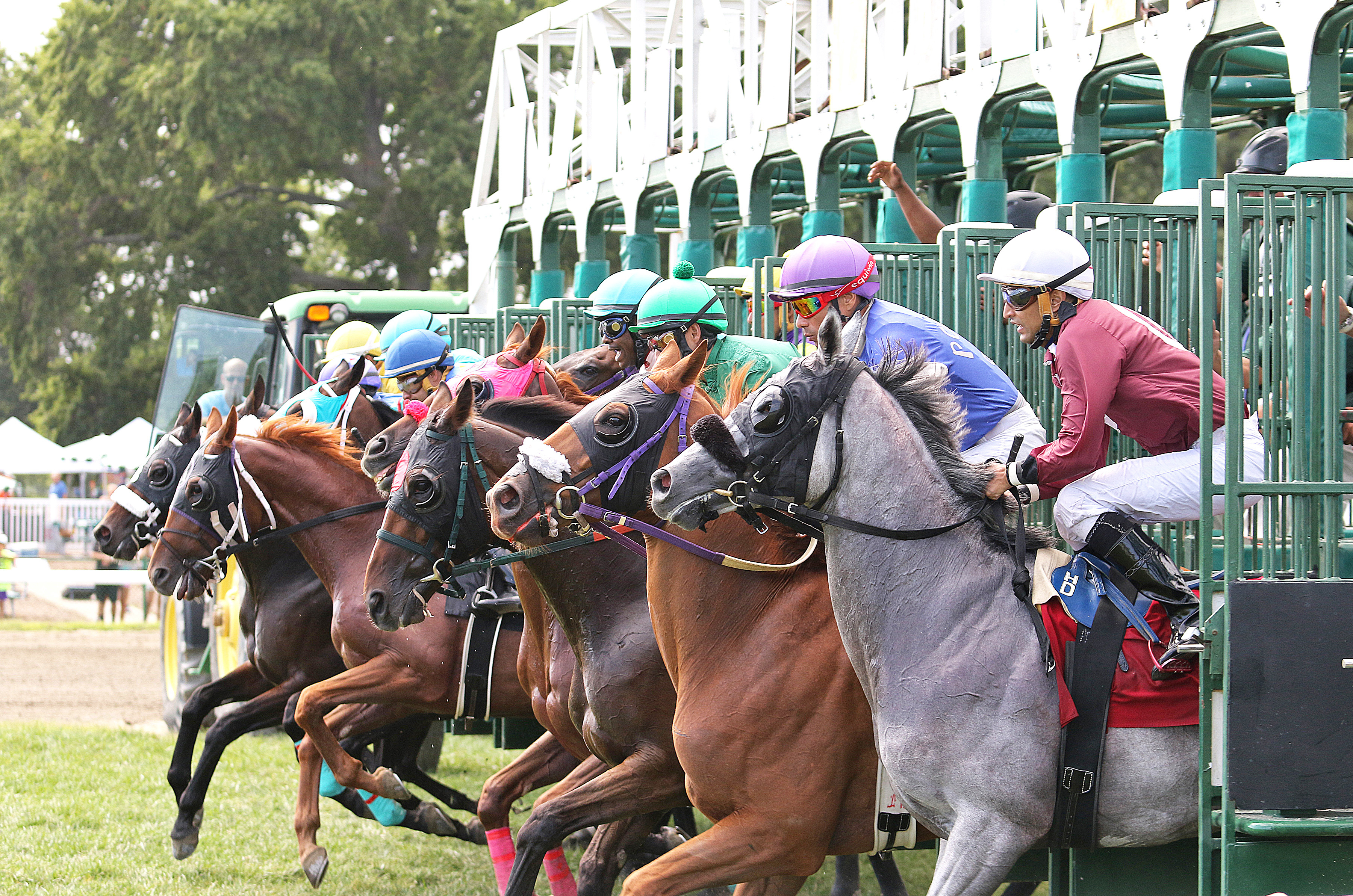 Jockeys out of the gate.