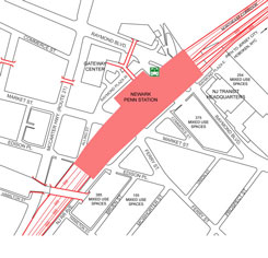 Newark Penn Station Light Rail parking map