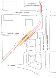 Walter Rand Transportation Center Light Rail Stop parking map